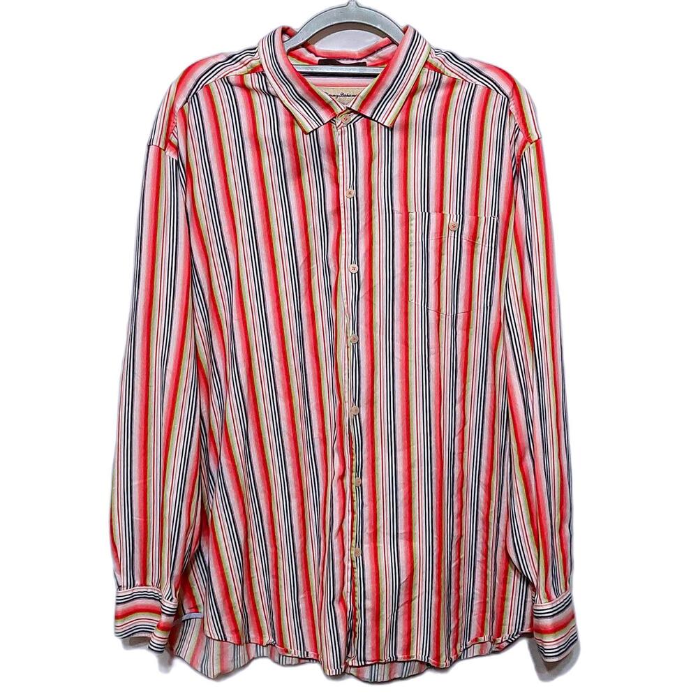 Tommy Bahama Mens Button Down Shirt‎ Long Sleeve Striped Casual